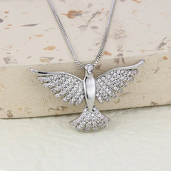 Drilled Diamond Dove Pendant Necklace with Gold Plating