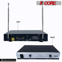 5Core Wireless Microphone VHF Handheld Microfono Inalambrico & 1 Collar Mic + Receiver