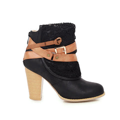 Thick Heel Large Size Women's Buckle Boots for Kids