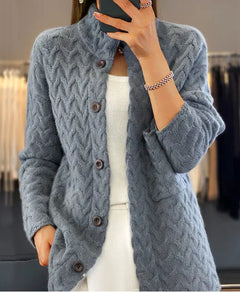 Solid Color Long Sleeve Sweater Coat (One Piece)