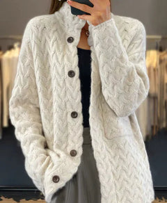 Solid Color Long Sleeve Sweater Coat (One Piece)