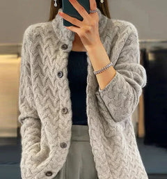 Solid Color Long Sleeve Sweater Coat (One Piece)
