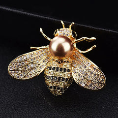 Vintage 3D Pearl Bee Brooch in Unique Style
