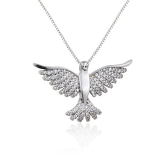 Drilled Diamond Dove Pendant Necklace with Gold Plating