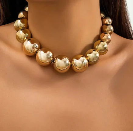 Lemon Vintage Choker with Bold Round Beads (One Piece)