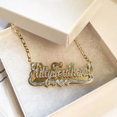Custom Double Layer Name Necklace in Stainless Steel