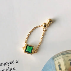 S925 Silver Adjustable Gemstone Chain Ring