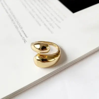 18K Gold-Plated Brass Adjustable Open Ring for Women