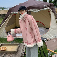 Women's Vintage Patchwork Stand Collar Winter Parka