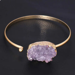 Irregular Natural Amethyst Copper Adjustable Bracelet