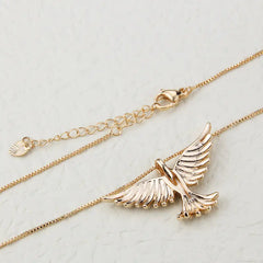 Drilled Diamond Dove Pendant Necklace with Gold Plating