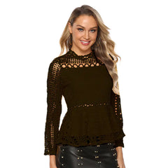 Cropped Women's Lace Shirt with Sweet Crochet Details