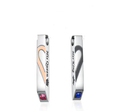 Diamond Heart Inlaid Titanium Couple Necklace Set