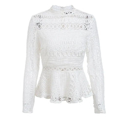 Cropped Women's Lace Shirt with Sweet Crochet Details