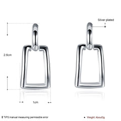 New Long Square Geometric Earrings in Silver