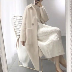 Women's Mid-length Loose Mink Velvet Cardigan Coat