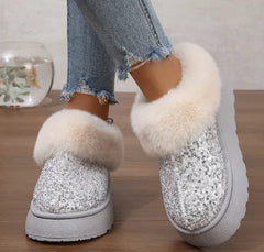 New Women's Short Snow Boots with Fox Fur