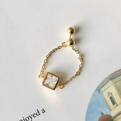 S925 Silver Adjustable Gemstone Chain Ring