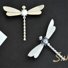 Elegant Gold Dragonfly Pearl Brooch for Fashion Style