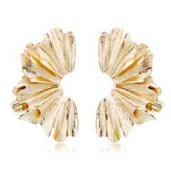 Vintage Layered Ginkgo Leaf Earrings with Floral Design