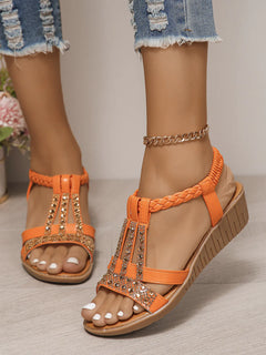 2023 Summer Flat Rhinestone Open-Toe Sandals for Women