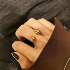 18K Gold-Plated Brass Adjustable Open Ring for Women