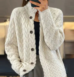 Solid Color Long Sleeve Sweater Coat (One Piece)