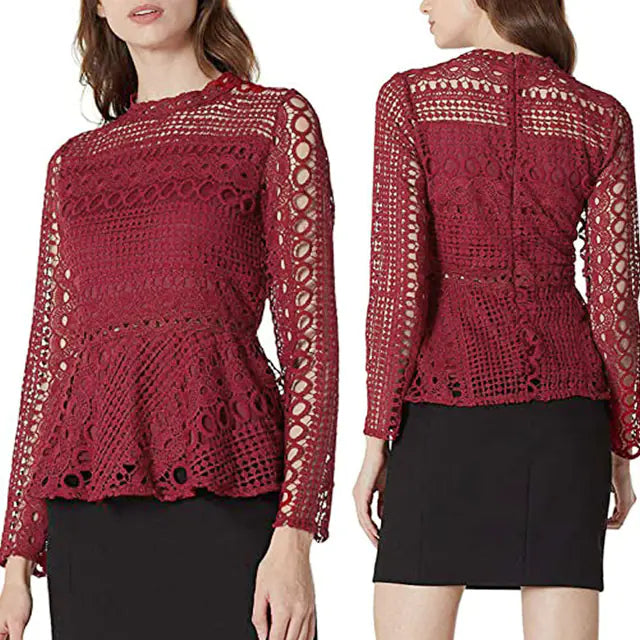 Cropped Women's Lace Shirt with Sweet Crochet Details