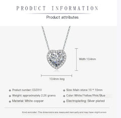 Moissanite Heart Pendant Necklace - Trendy European Style