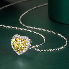 Moissanite Heart Pendant Necklace - Trendy European Style