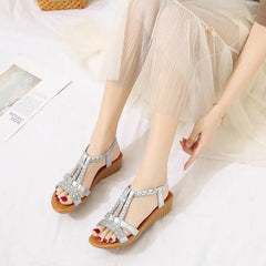 2023 Summer Flat Rhinestone Open-Toe Sandals for Women