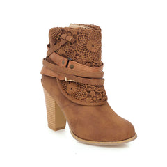 Thick Heel Large Size Women's Buckle Boots for Kids