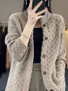Solid Color Long Sleeve Sweater Coat (One Piece)