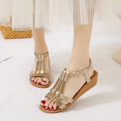 2023 Summer Flat Rhinestone Open-Toe Sandals for Women
