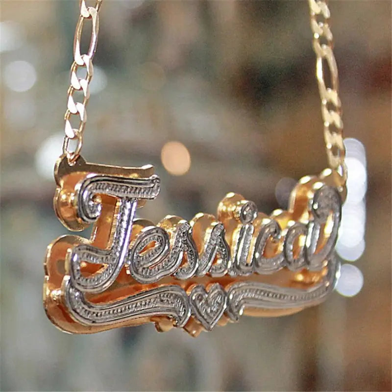 Custom Double Layer Name Necklace in Stainless Steel