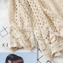 Open Lace Cardigan with Floral Hollow Stitch Design