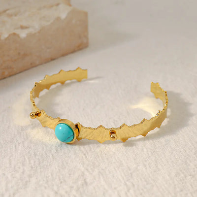 Blue Pine Natural Stone Edge Titanium Steel Bracelet