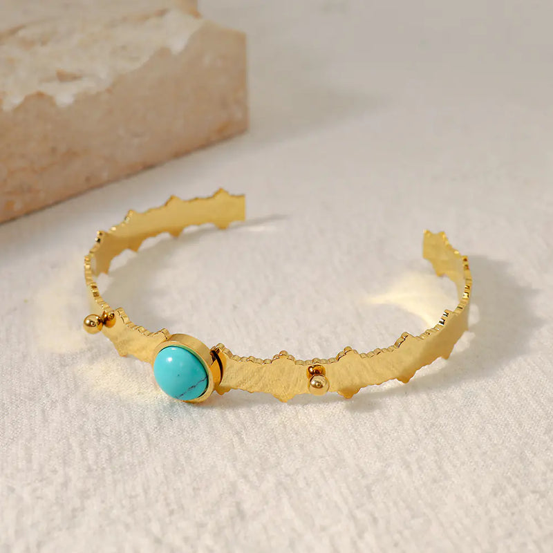 Blue Pine Natural Stone Edge Titanium Steel Bracelet
