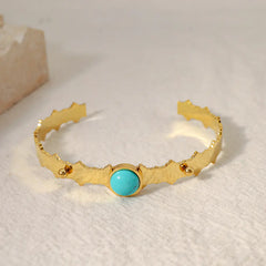 Blue Pine Natural Stone Edge Titanium Steel Bracelet