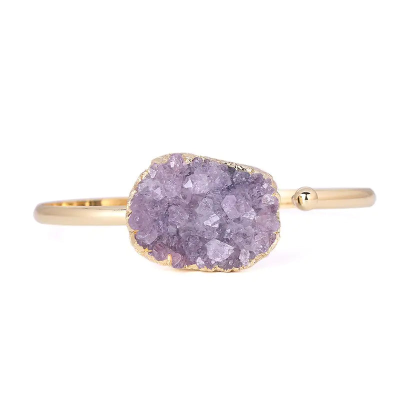 Irregular Natural Amethyst Copper Adjustable Bracelet
