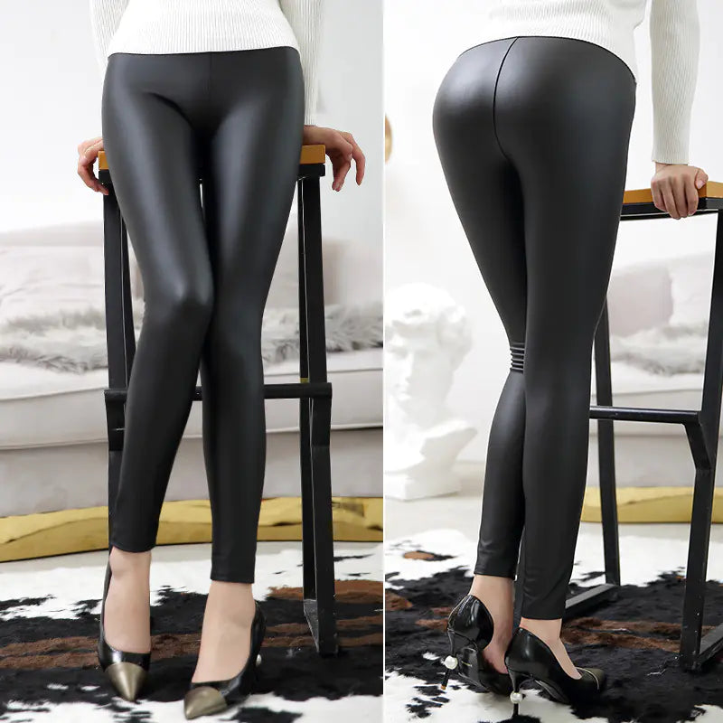 High Elasticity Matte Leather Leggings