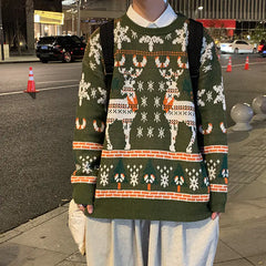 Men's Retro Loose Fit Couple Pullover Sweater