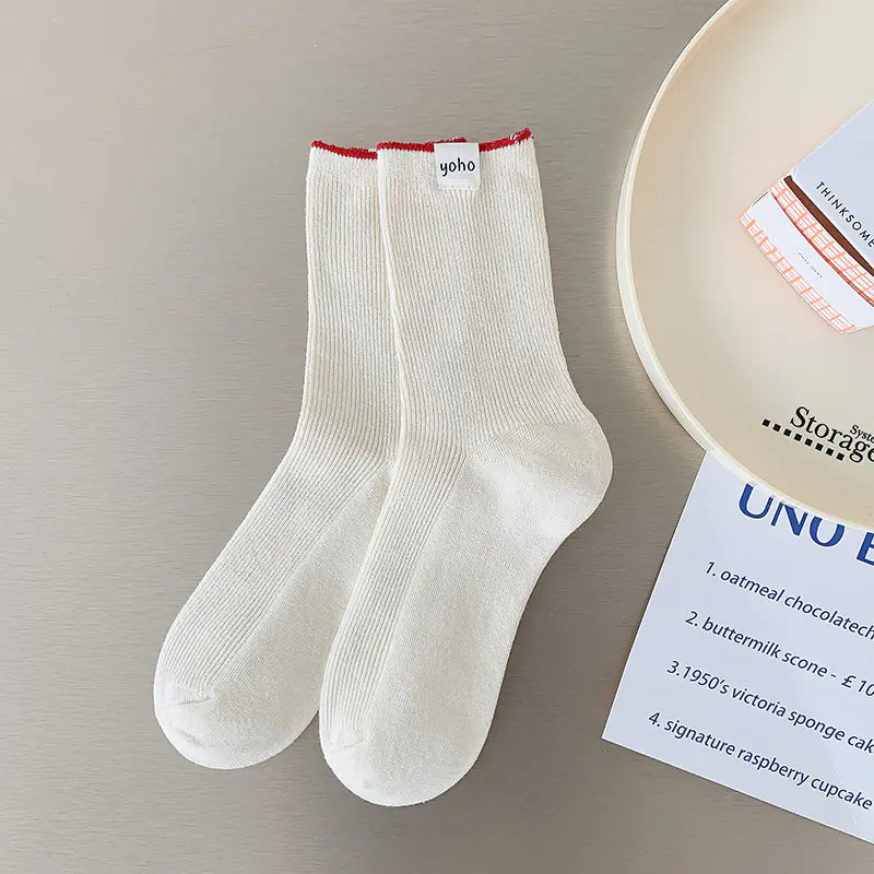 New Breathable Women's Colorblock Socks - Japanese Style