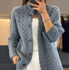 Solid Color Long Sleeve Sweater Coat (One Piece)
