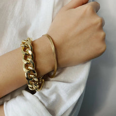 Punk Style Snake Bone Chain Bracelet Set with Cross