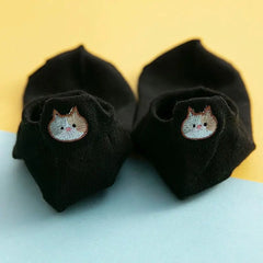 Cute Cotton Cat Boat Socks for Women - Japanese Style