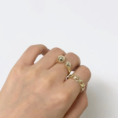 18K Gold-Plated Brass Adjustable Open Ring for Women