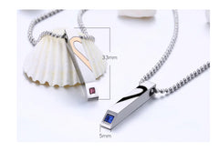 Diamond Heart Inlaid Titanium Couple Necklace Set