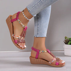 2023 Summer Flat Rhinestone Open-Toe Sandals for Women