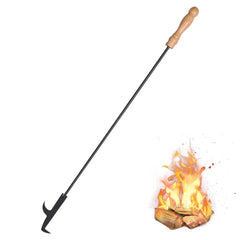 AGM Fire Pit Poker 32" Fire Poker Stick with Wooden Handle&Barb for Campfire Fireplace Bonfires Heavy Duty Wrought Iron Fire Pit Tools Accessories for Outdoor & Indoor